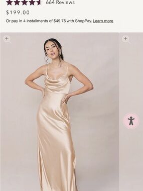 Revelry Satin Cowl Neck Maxi Dress in Champagne